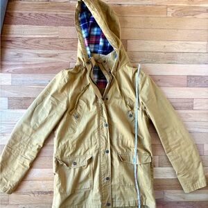 Gold Hooded Jacket with Plaid Lining